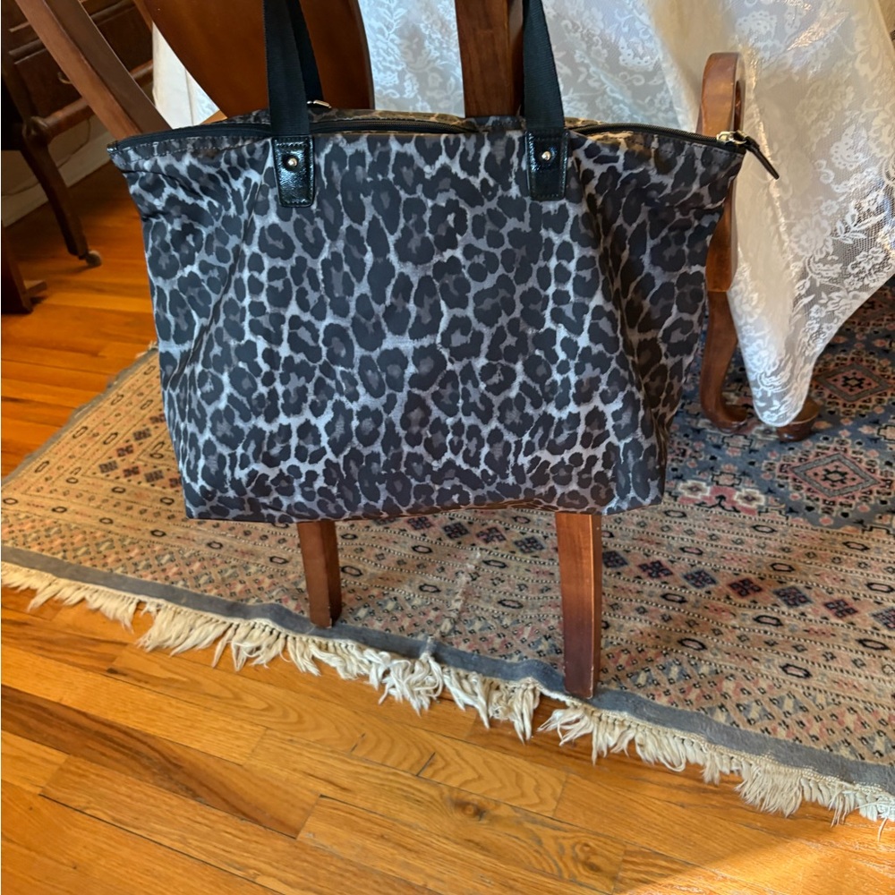 Coach Black and Gray Leopard Print Tote Bag